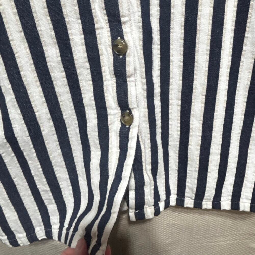 J.Crew Navy White Striped Sheath Dress Size 8 Cotton Linen Sleeveless Career - Picture 2 of 10